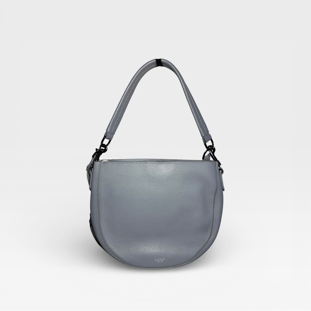 Botkier Beatrice Saddle Leather Crossbody Shoulder Bag Graphite Gray Pebbled Lea - Picture 3 of 7